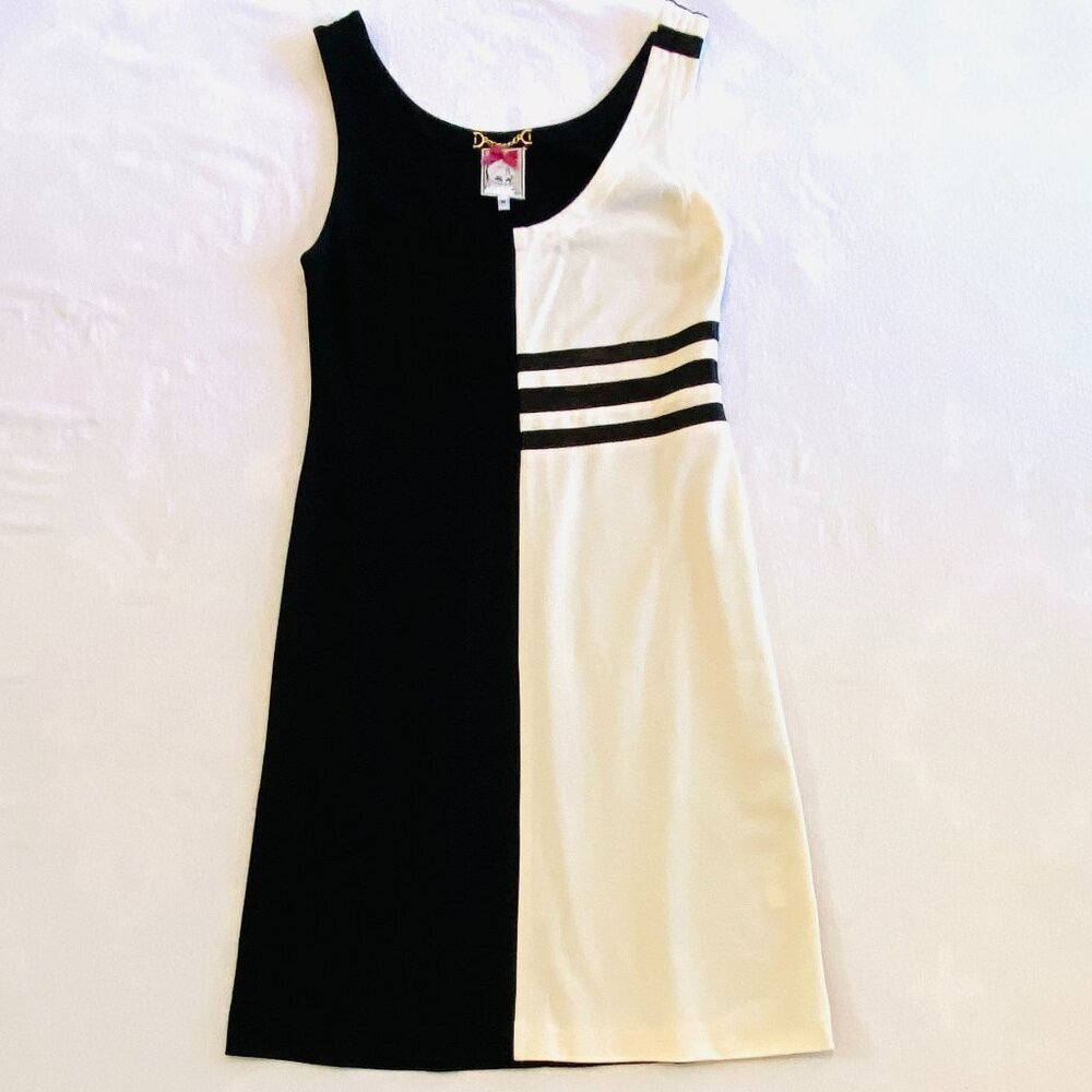 Yoana Baraschi dress Women's Medium black cream knit sleeveless Bodycon luxury - Picture 1 of 9